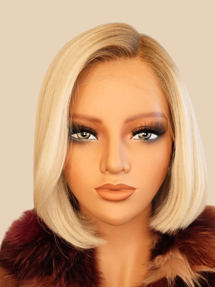 Vicky Classic Bob Wig with Shadow Roots Human Hair Wig, blond wig