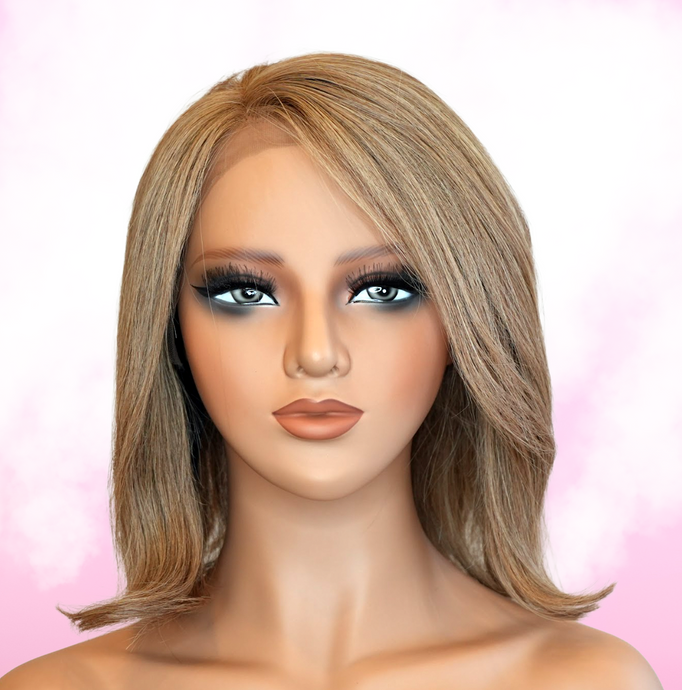 Classic Medium Length Bronde Bob|Human Hair Wig | Premium 14-15