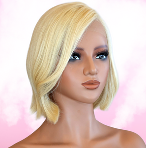 Platinum Blonde Short Bob Wig|Human Hair Wig | Premium 10-12" | Wigs R Us Toronto