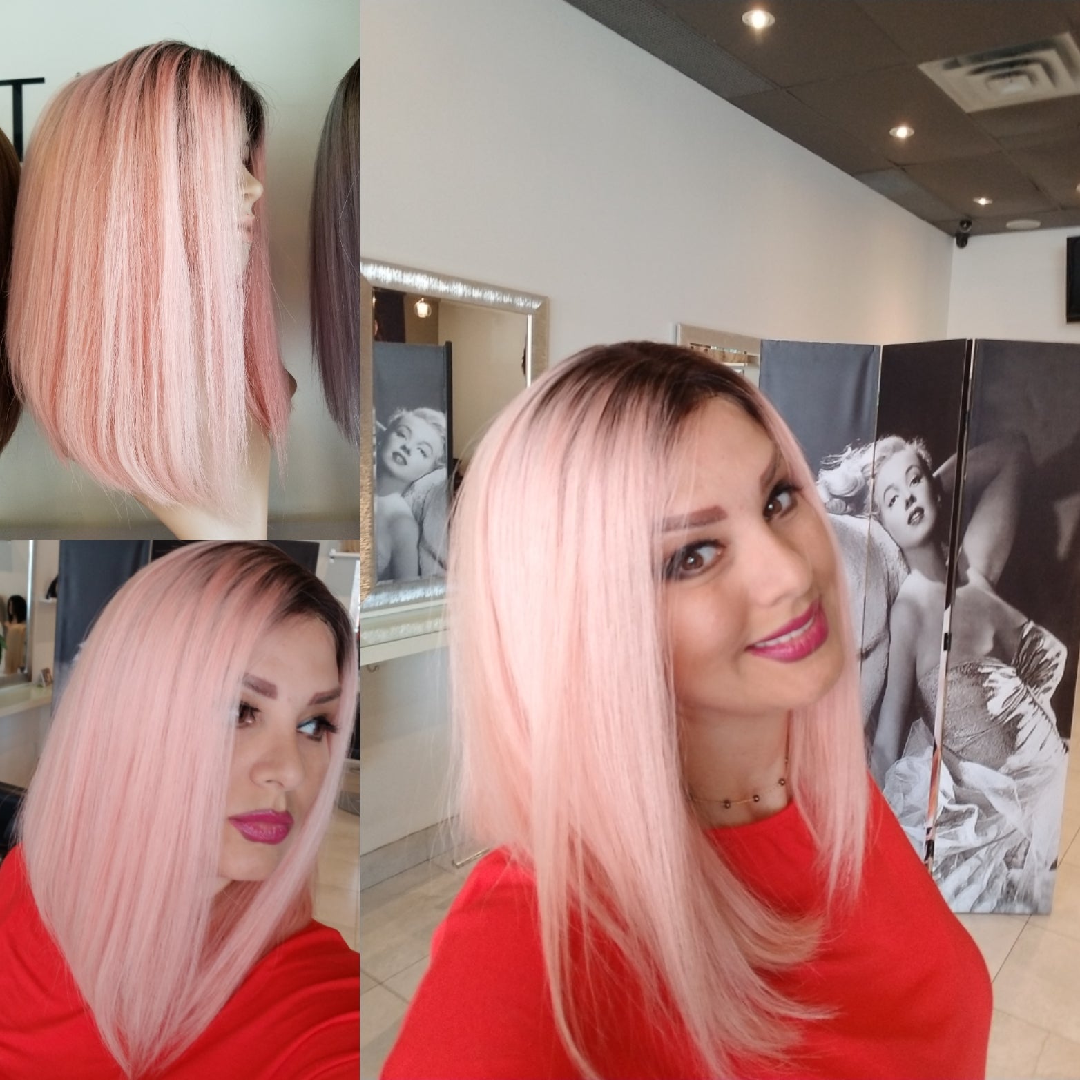 Pink Bob Lace Wig with Shadow Roots - 100% Human Hair | Wigs R Us Toronto