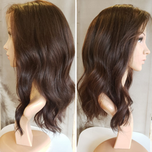 Side view of glueless Chocolate Melt Wig with styled waves, dark-to-blonde color transition, adjustable medium cap from Wigs R Us Toronto