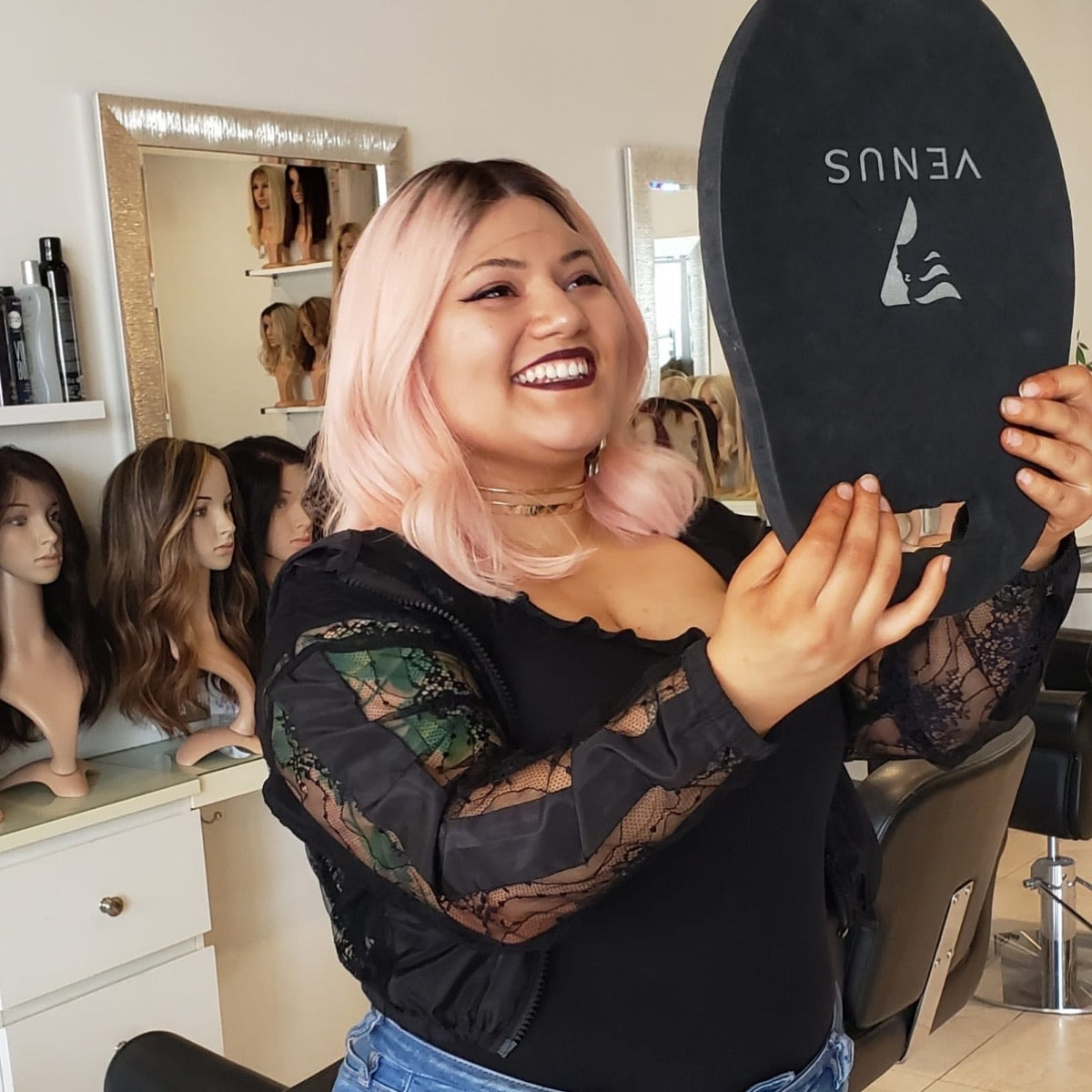 Pink Bob Lace Wig with Shadow Roots - 100% Human Hair | Wigs R Us Toronto