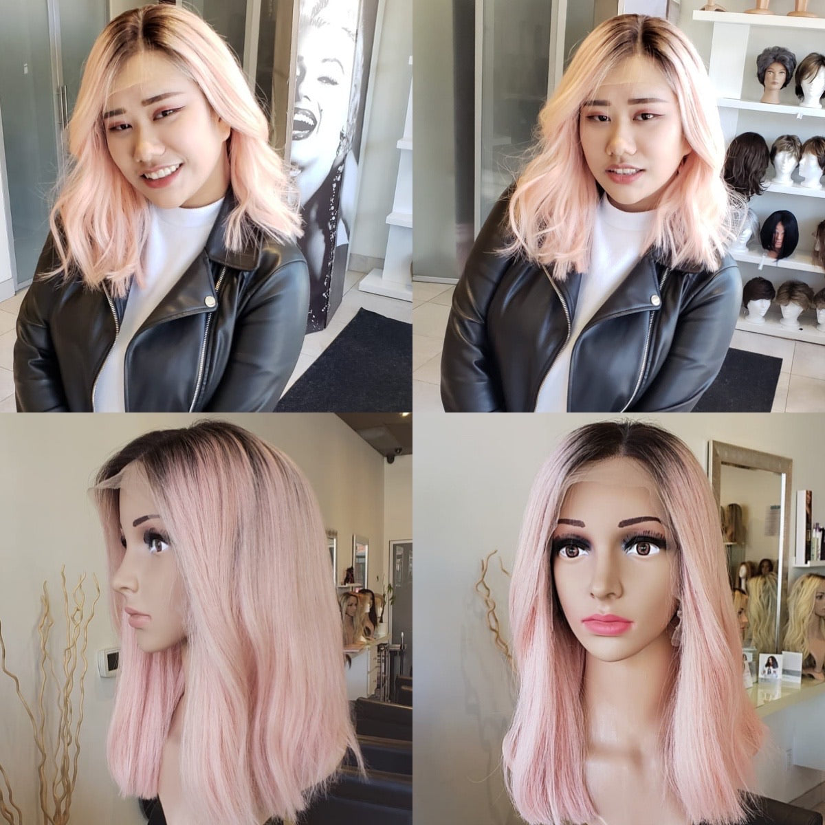 Pink Bob Lace Wig with Shadow Roots - 100% Human Hair | Wigs R Us Toronto